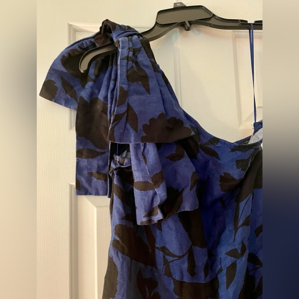 Kate Spade X Target 4 Classic Rose Navy Blue Black Floral Linen Blend Jumpsuit - Picture 3 of 7